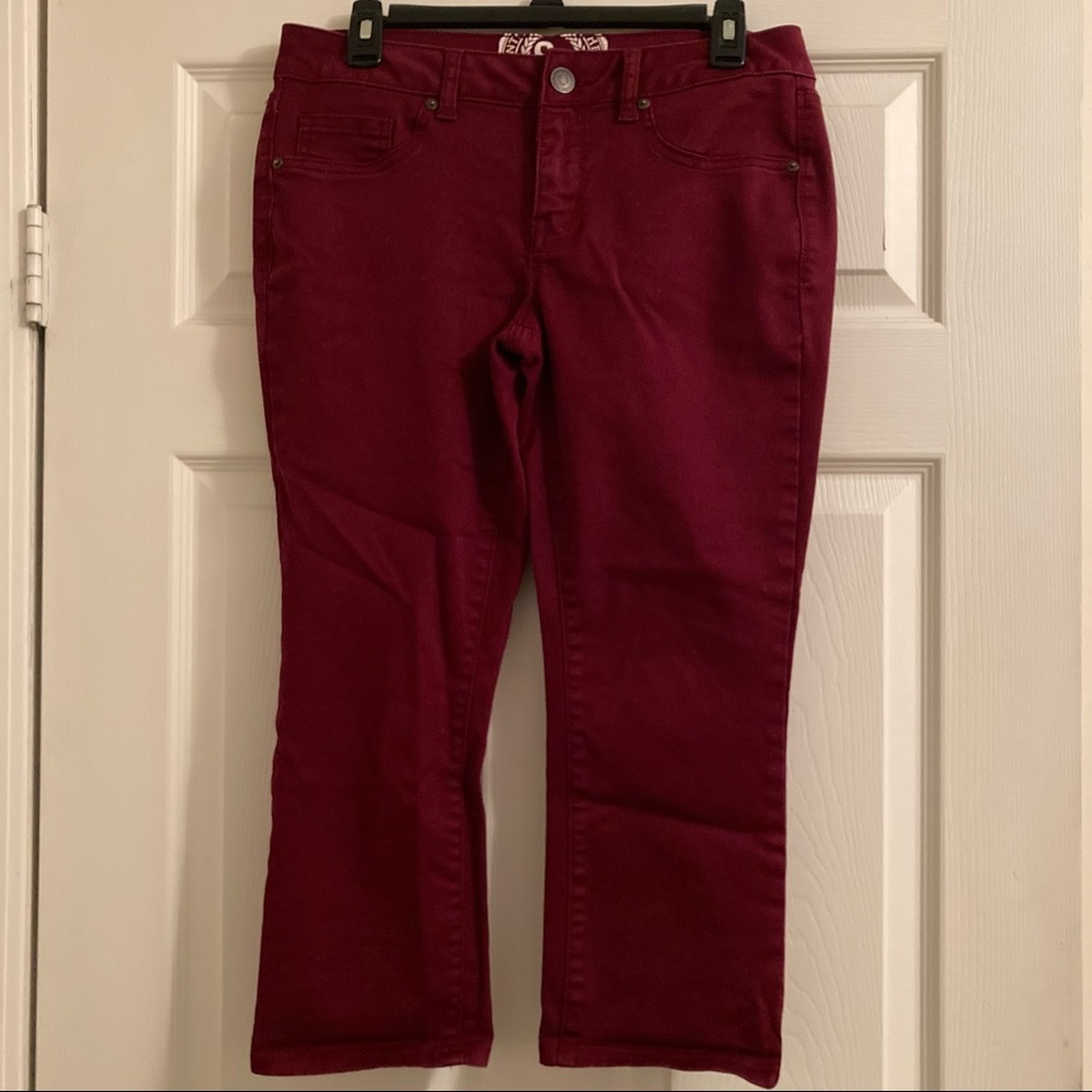 FIRM PRICE! So Cropped Burgundy Jeans